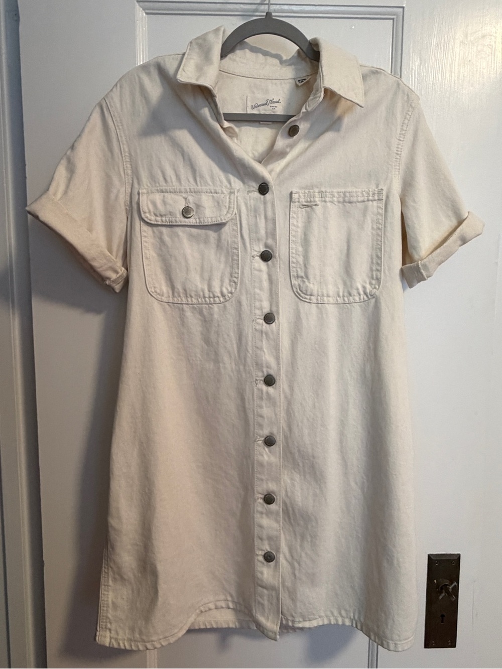 Universal Thread Light Cream Button-Front Shirt Dress